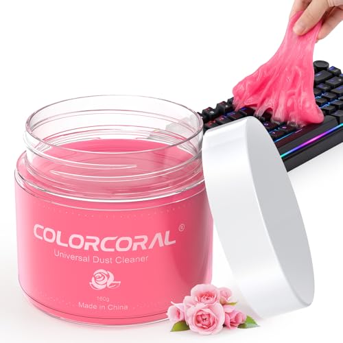 ColorCoral Cleaning Gel Dust Cleaner for PC Keyboard Car Detailing, 160g | For PC Laptops, Office Electronics, Car Interior, Computer and Gaming Accessories; Universal Cleaning Kit Gift for Men Women - color: Rose Pink