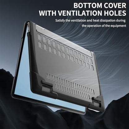 Batianda Protective Case for HP Envy x360 2-in-1 14 Inch 2024, Black | Shockproof TPU Bumper with Matte Durable Hard Shell and 360° Flip Support, Fits 14-fc0000 and 14-fa0000 Series - color: Black