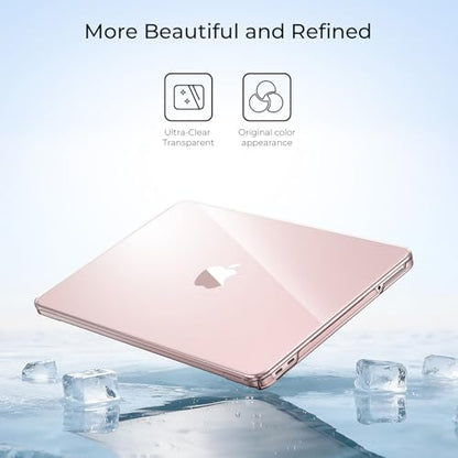 EooCoo for MacBook Neo Case 13 inch 2026 Model A3404 with A18 Pro Chip, Scratch Resistant Protective Hard Shell Case & Keyboard Cover & Screen Film, Crystal Blush - color: Crystal Blush