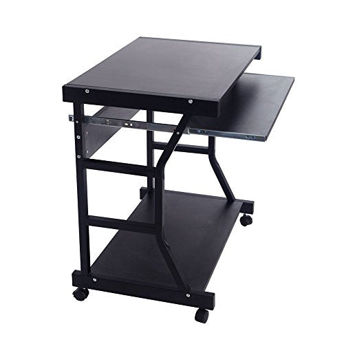 Fixed Height Mobile Computer Desk - Rolling Laptop Stand Cart, Small Standing Portable Overbed Bedside Desk - color: D