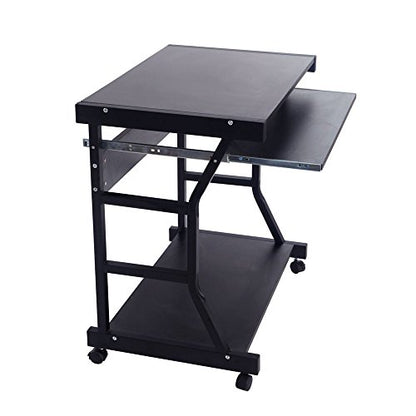 Fixed Height Mobile Computer Desk - Rolling Laptop Stand Cart, Small Standing Portable Overbed Bedside Desk - color: D