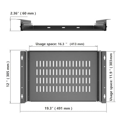 Sliding Under Desk Laptop Mount Shelf with Air Vents, 16" W | W 16.3" x D 12" Metal Under Desk Slide Out Tray Laptop Storage Tray for Laptop (16 Inch Wide) - size: 16 Inch