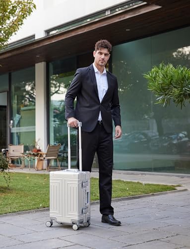 All Aluminum 20'' Luggage with Removable Spinner Wheels,Provide Spare Wheels.Carry on Luggage 22 x 14 x 9 Airline Approved Lightweight Metal Hard Shell Zipperless Suitcase - color: silvery, size: 20 inch
