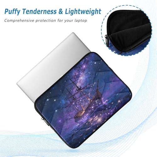 Purple Galaxy Dark Boat Waterproof Laptop Sleeves 14-16 Inch Padded Quilted Laptop Protector Bag Notebook Case - color: purple galaxy dark boat, size: Large