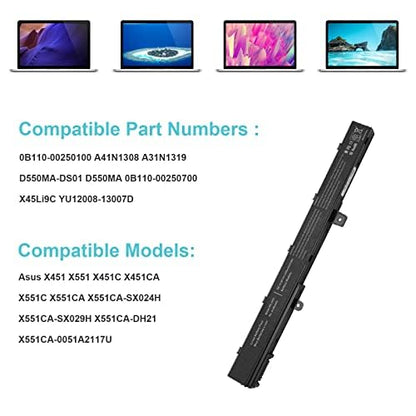 Fancy Buying Laptop Battery for Asus X551 X551C X551CA X551M X551MA Series A41 D550 0B110-00250100 A31N1319 A41N1308 - size: 10.3*1.56*0.85inch X451