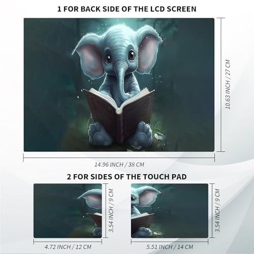 Universal Laptop Skin, DIY Cut-to-Fit Vinyl Cover Compatible with HP, Dell, Lenovo, Mac (13.3" to 15.6"), Anti-Scratch, No Residue & Bubble-Free Protective Decal Sticker, Cute Elephant Reading - color: Cute Elephant Reading