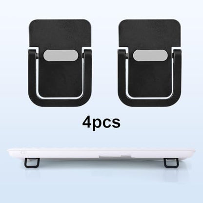 Penitue 2pcs Mini Portable Laptop Stand, Zinc Alloy Foldable Laptop Keyboard Riser Self-Adhesive Kickstand Invisible Computer Notebook Holder Lift for Desk Keyboards Laptops Support - color: black