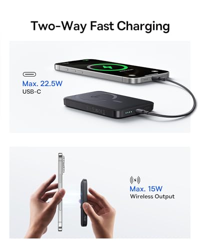 Baseus Laptop Portable Charger 100W 20000mAh Qi2 Certified 15W Wireless Magnetic Power Bank 10000mAh with USB-C Cable
