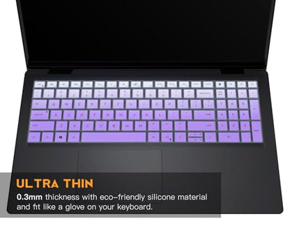 Keyboard Cover for 2026 2025 Dell 15 Laptop DC15250 DC15255 15.6, 2024 2023 15.6 Dell Inspiron 15 3510 3511 3520 3530 3535 5510 5515 5518, Inspiron 16 5640 5645 Skin, Ombre Purple - color: Ombre Purple