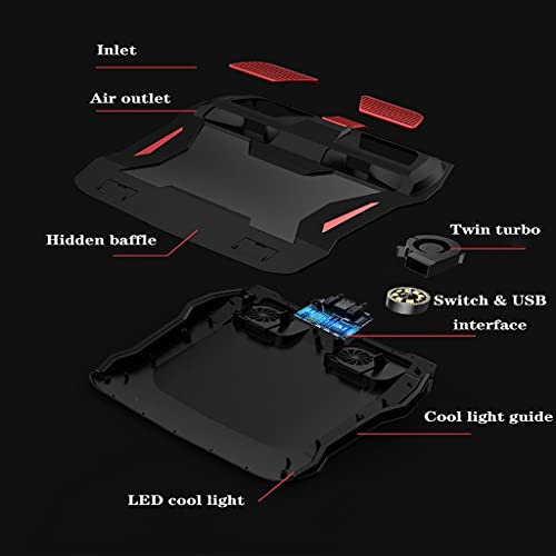 RGB Gaming Laptop Cooler Adjustable Notebook Stand 3000 RPM Powerful Air Flow Cooling Pad for 12-17 Inch