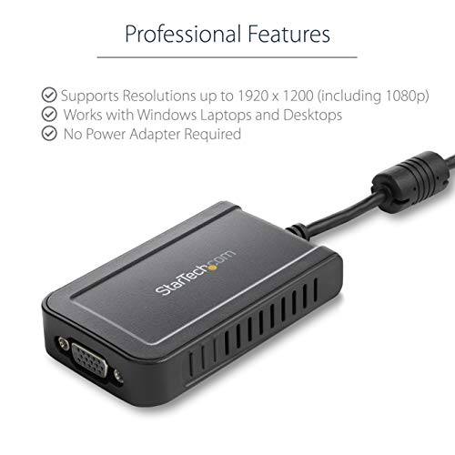 StarTech USB-A 2.0 to VGA Adapter, 1080p, TAA, USB powered (USB2VGAE3) | USB to VGA monitor converter, External video card, Up to five adapters per source, Windows only - style: 1920p x 1200p