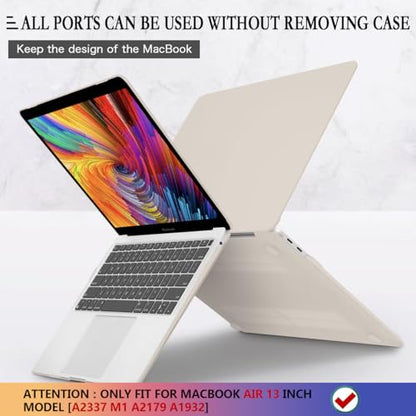 CISSOOK Beige Case for MacBook Air 13 Inch 2021 2020 2019 2018 Release Model A2337 A2179 A1932, Plastic Hard Shell Case with Keyboard Cover for MacBook Air 13.3 inch M1, Beige Stone - color: Air13inch-Beige Stone