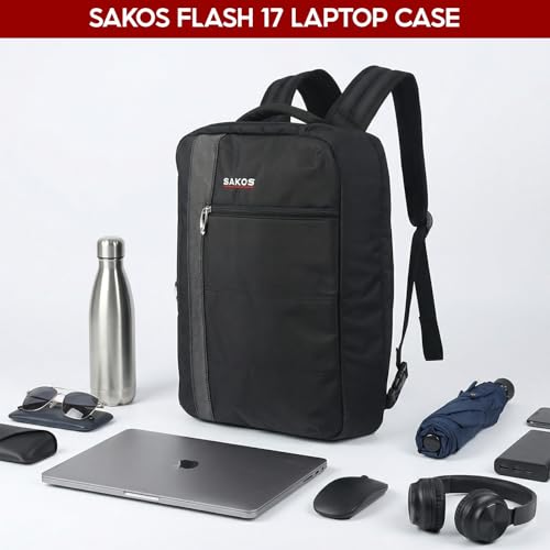 SAKOS Flash 3 in 1 Laptop Bag, 15.6 Inch Convertible Messenger, Shoulder Bag & Backpack, Water RepellentTravel Bag, Professional Work Bag for Men & Women, Briefcase with Laptop Compartment - Black - color: 2. Flash - Black/Grey