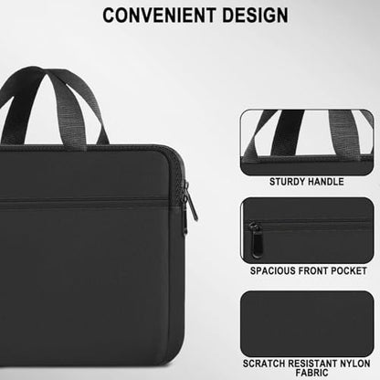 Laptop Bag 15.6 Inch, Durable Briefcase Handbag Protective Computer Case | Laptop Sleeve with Front Pocket, Water Resistant Carrying Computer Sleeve Compatible with HP, Dell, Lenovo, Asus, Black