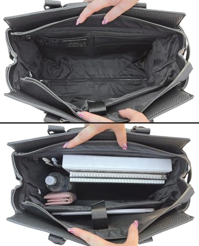 JKM & Company Rolling Laptop Bag Women, Rolling Briefcase for Women, 13"-17" Inch Laptop Bag with Wheels - style: Dallas (Black/Grey)