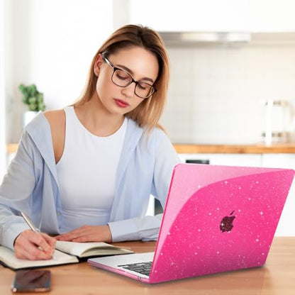 Teryeefi Glitter Case for MacBook Air 13 Inch M5 M4 M3 M2 Chip Release 2022-2024 2025 2026 fits Model A2681/A3113/A3240/A3449, Hard Shell Case & Keyboard Cover for MacBook Air 13.6, Sparkly Rose Pink - color: Sparkly Rose Pink