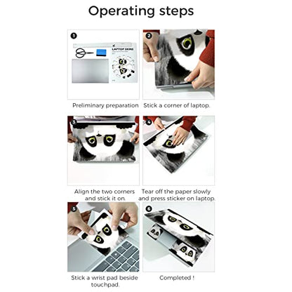 Laptop Skin Sticker,13.3 14 15 15.4 15.6 inch Laptop Skins,Universal Vinyl Decal,Dustproof Scratch Resistant Reusable Cover Protector with Free 2 Wrist Pads (Panda) - color: Panda