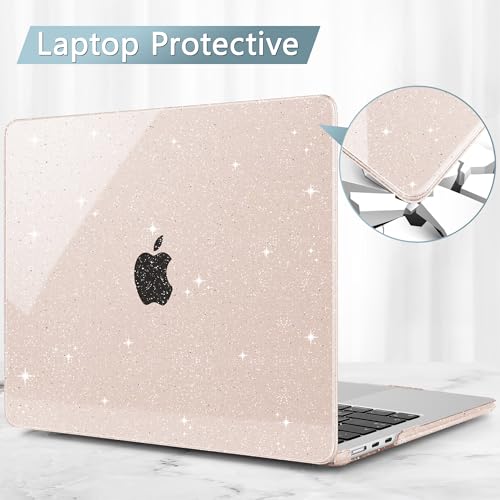 May Chen for 2026 MacBook Air 15 inch Case 2025 2024 2023 A3448 M5 A3241 M4 A3114 M3 A2941 M2 with Liquid Retina Display & Touch ID, Plastic Hard Shell with Keyboard Cover - Sakura Pink Glitter - color: Sakura Pink Glitter