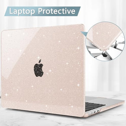 May Chen for 2026 MacBook Air 15 inch Case 2025 2024 2023 A3448 M5 A3241 M4 A3114 M3 A2941 M2 with Liquid Retina Display & Touch ID, Plastic Hard Shell with Keyboard Cover - Sakura Pink Glitter - color: Sakura Pink Glitter