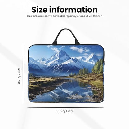 14 Inch Laptop Sleeve Case Waterproof Lightweight Laptop Case BagsSnowy Mountains Travel Laptop Bag With Handle For Women Men