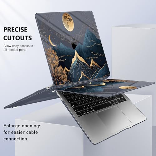 May Chen Compatible with MacBook Air 13 inch Release 2021 2020 2019 2018 (Models: M1 A2337/A2179/A1932), Plastic Hard Shell Case for MacBook Air 13 with Retina Display & Touch ID, Starry Mountain - color: Starry Mountain