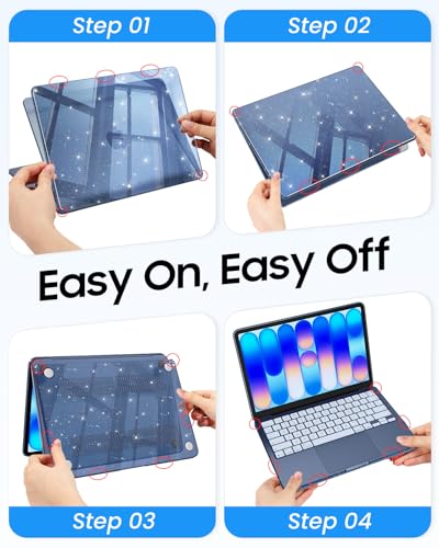 Fintie Case for MacBook Neo 13 Inch with Keyboard Skin & Screen Protector | 2026 A3404, Snap-On Design, Slim Fit, Hard Shell Cover, Glitter Indigo - color: Glitter Indigo