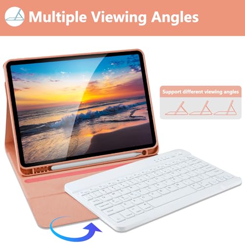 KBCASE for iPad Air 11 inch (M4/M3/M2) Case with Keyboard, Champagne | Keyboard Case for iPad Air 5th/Air 4th/Pro 11 2018, Detachable Wireless Keyboard, Pencil Holder - color: Light Champagne