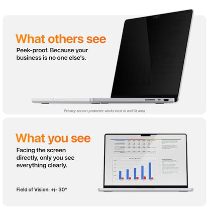 UPPERCASE GhostView Premium Detachable Ultra Thin 2-Way Privacy Screen Protector, Bubble-free Air-ttach Technology, Non-Magnetic, Compatible with 2021+ MacBook Pro 16", M5/M4/M3/M2/M1 Pro/Max - size: MacBook Pro 16" (2021+)