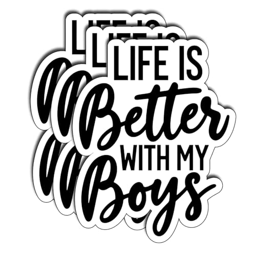 (3PCS) Life is Better with My Boys Sticker Gifts for Daddy Grandpa Father Day Son Decoration for Books Laptops Phones Tumbler Waterproof Vinyl for Water Bottle Decals Men Lover Sticker 3"x 2.2" - color: Life is Better With My Boys