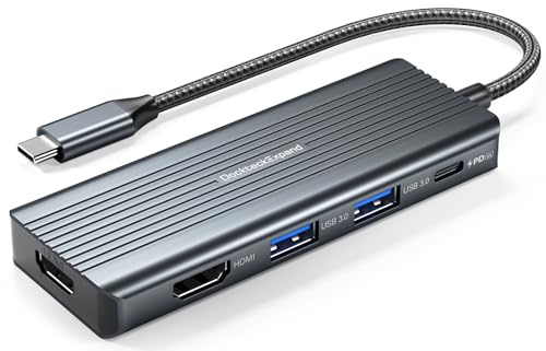USB C to HDMI, Dual Monitor Adapter, DockteckExpand 5 in 1 Hub with 2 HDMI 4K, 2 USB 3.0, PD 100W Charging, USB C to MultiPort Adapter for Dell, HP, MacBook and Type C Devices - color: Space Grey