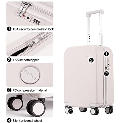 mixi Carry on Luggage, 20'' Suitcase Spinner Wheels Luggage Hardshell Lightweight Rolling Suitcases PC with Cover & TSA Lock for Business Travel, Off White（Slight Pink） - color: Off White(Slight Pink), size: 20in Carry on