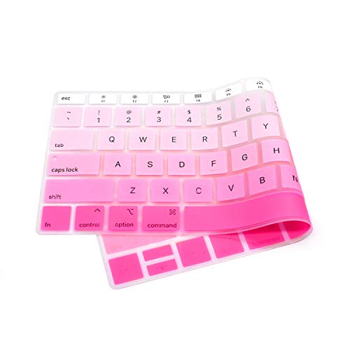 Se7enline Compatible with MacBook Air 13 Keyboard Cover 2018/2019/2020/2021/2022/2023/2024 Protector for MacBook Air 13-Inch Touch ID with Retina Display M1 A2337/A2179 US Layout, Gradient Pink - color: Gradient Pink