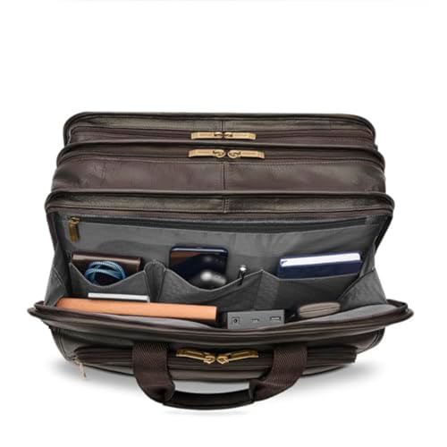 Solo New York Briefcase - Laptop Carrying Bag for Women & Men, Brief for Travel & Work, Padded Shoulder Strap, Premium Leather Body, Fits 15.6" Computer - Espresso