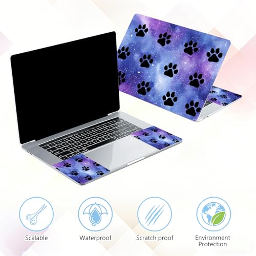 Laptop Skin Sticker Decal 15-15.6 Inch with Cute Mouse Pad, Universal Reusable Vinyl Sticker for 12.1 13 13.3 14 15.4 Inch Netbook and Notebook PC, Galaxy Paw Print - color: Galaxy Paw Print