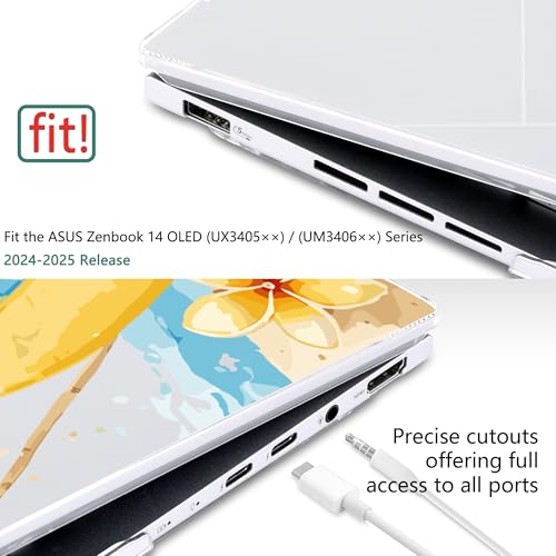 Batianda Artistic Case for ASUS Zenbook 14 OLED 2024 2025, California Beach | Model UX3405×× / UM3406××, Slim Plastic Hard Shell, Artistic Designs, Ultra-Thin Lightweight Laptop Case - color: California Beach