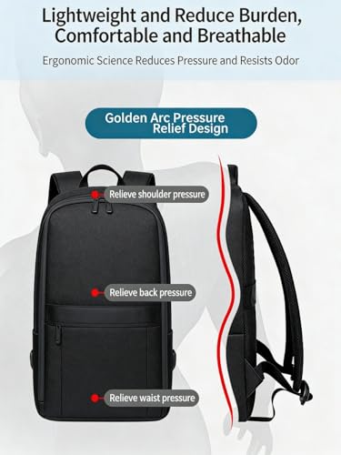 LINGYUE Business Laptop Backpack With USB Charging Port, Waterproof Durable Travel Backback For Men & Women, Anti-Scratch Computer Bag Fits 15.6 Inch, Ideal For Work, And School(Gray)
