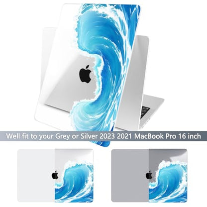 Batianda Case for New MacBook Pro 16 inch 2026 M5 2024 2023 2021 Release with M4 M3 M2 M1 Pro/Max Chip,Stylish Designed Clear Hard Shell with Keyboard Cover & Screen Protector, Blue Waves - color: Blue Waves