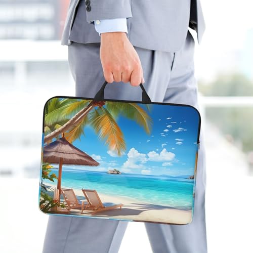 14 Inch Laptop Sleeve Case Waterproof Lightweight Laptop Case Bag Summer Beach Holiday Travel Laptop BagsWith Handle Briefcase Messenger Bag For Women Men