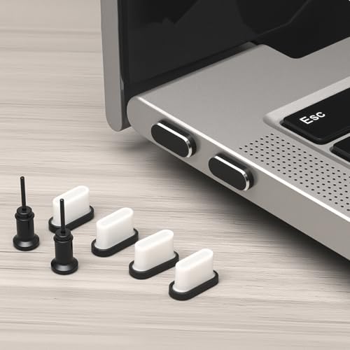 USB C Dust Plug and Headphone Plugs for Laptop Phone Port Protection Anti Dust Cover, MacBook Accessories Compatible with MacBook Pro/Air (Black)