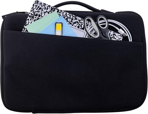 Case-it Padded Laptop Sleeve | Fits 13-Inch | LAP-514-NEO Black | Neoprene, Carry Handle, External Zipper Pocket, Laptop Protector, School & Office - color: LAP-514-NEO-BLACK, size: 1 Pack
