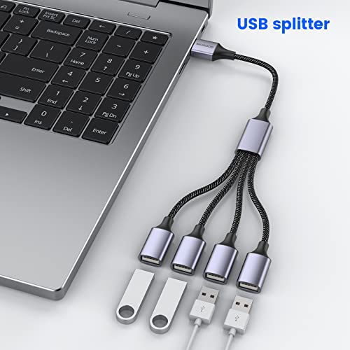 1 in 4 Out USB Splitter Cable 4 Port USB for Car, USB 2.0 Hub 2Pack - size: 2pack