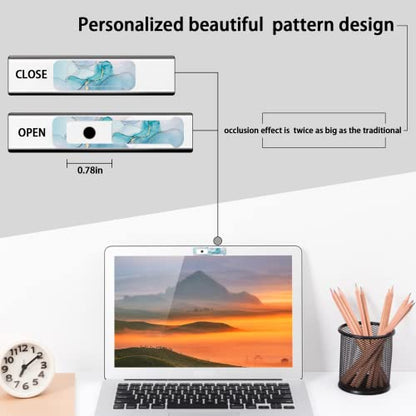 Webcam Cover, 3 Pieces, Laptop Camera Cover, Privacy Shielding Capacity is Twice as Big as The Traditional, Suitable for Computer Mobile Phones, laptops, Tablets and so on (Blue Marble) - color: Blue marble