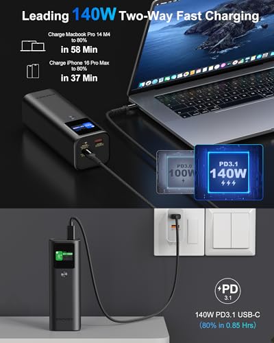 AsperX Laptop Power Bank, 27,600mAh 162.5W Aluminum Unibody PD3.1 Fast Charging Portable Charger Power Bank, 99.36Wh Battery Bank for MacBook Pro/Air/iPhone 16/iPad/S25 Ultra/Dell/HP (Flight-Approved) - color: Deep Grey