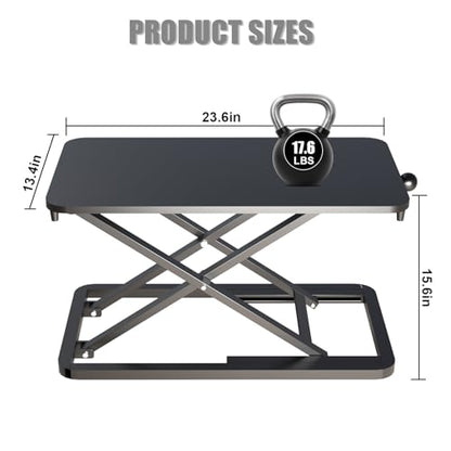 Keyboard Riser for Desk- 23.6’‘ Height Adjustable Standing Desk Converter, Table Lifter for Standing, Keyboard and Mouse Riser for Ergonomic Sit Stand Workstations, 6 Height Levels