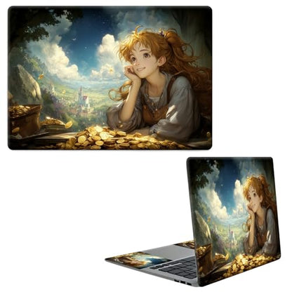 Laptop Skin Sticker Decal, Universal Protective Cover Fit 12 13 14 15.6 Inch Notebook, Reusable Water-Resistant Vinyl Decal w/ 2 Wrist Pads for Business Travel Office, Cloud Girl - color: Cloud Girl