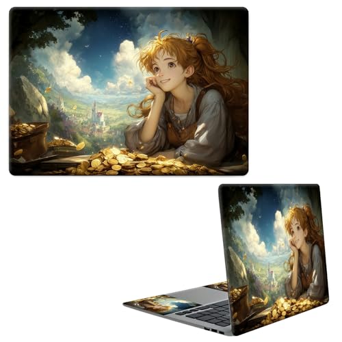 Laptop Skin Sticker Decal, Universal Protective Cover Fit 12 13 14 15.6 Inch Notebook, Reusable Water-Resistant Vinyl Decal w/ 2 Wrist Pads for Business Travel Office, Cloud Girl - color: Cloud Girl