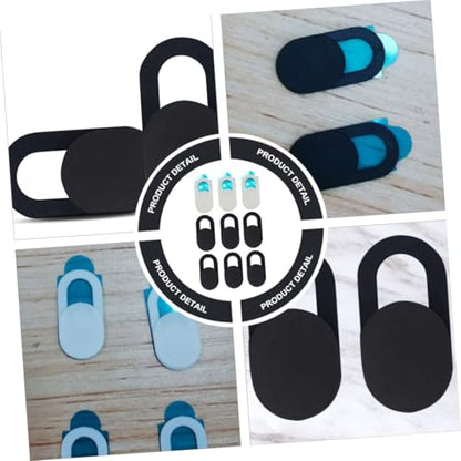Toddmomy 9pcs Webcam Cover Privacy Protective Slide Camera Shield for Laptop Phone Computer with Metal Oval White Black for Visual Security