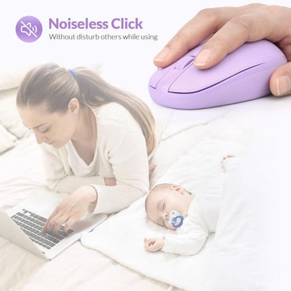 Rii Wireless Mouse RM700 2.4G Silent Mouse with USB Nano Receiver for Laptop,PC,Mac,Chromebook,Windows (Purple) - color: Purple