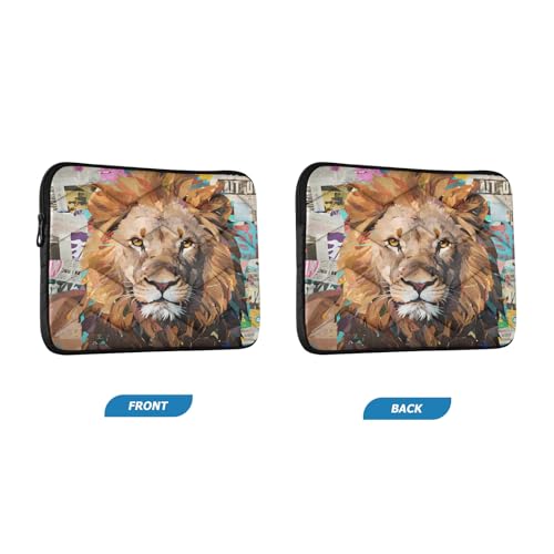 Lion Art 13” Quilted Laptop Sleeve Case Soft Notebook Protector Bag Computer Carrying Case - color: lion art, size: Medium