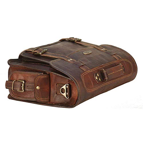 Leather Messenger Bag For Men, Vintage Handmade Laptop Briefcase and Shoulder Bag for Men, Business Satchel Office Bag - style: Large